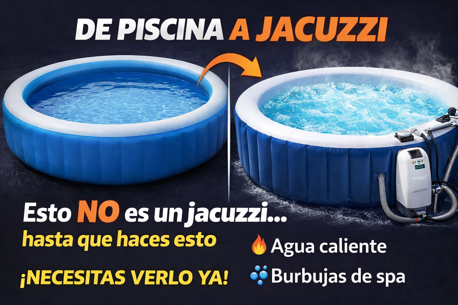 Cómo convertir una piscina hinchable en jacuzzi con burbujas y agua caliente paso a paso