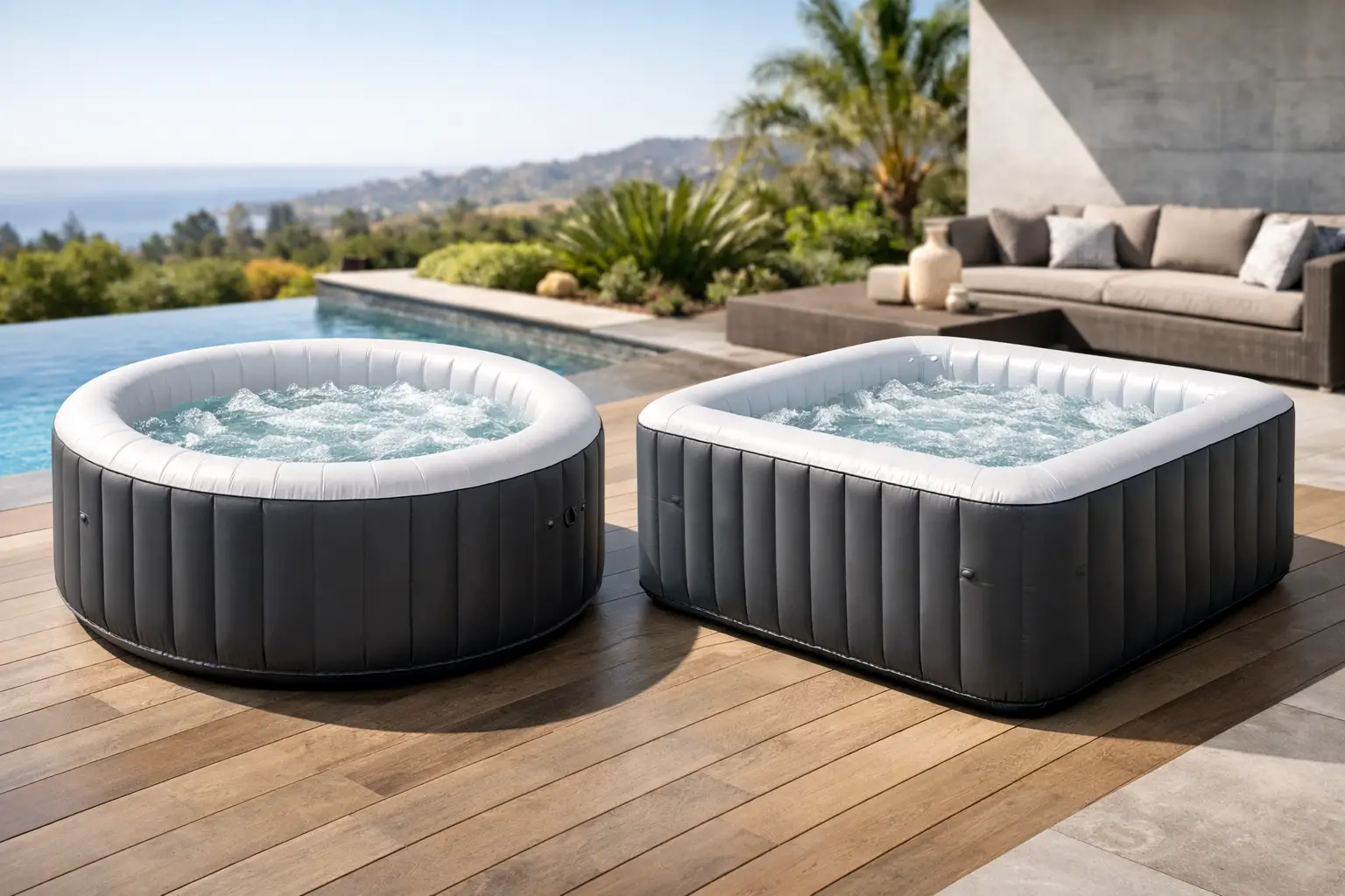 Jacuzzi hinchable redondo o cuadrado