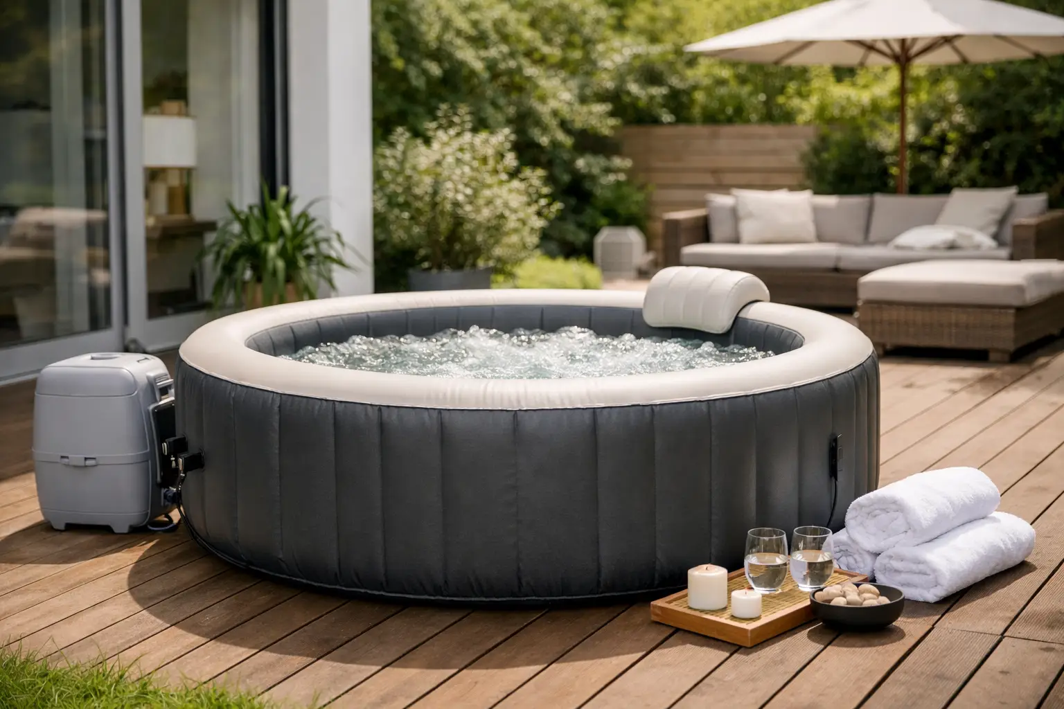 Jacuzzi hinchable de montaje rápido en casa